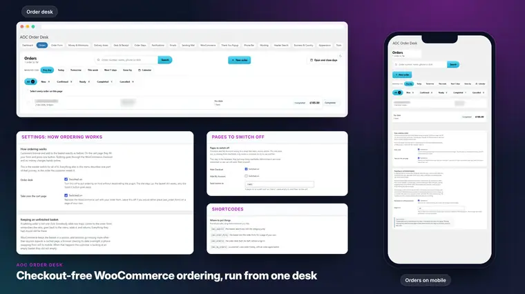 AOC Order Desk dashboard