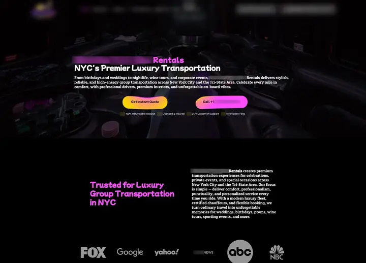 Showtime Party Bus Rental website