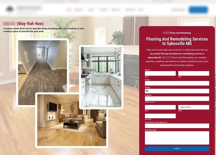 Meraki Floors website